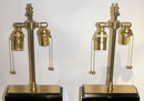 Pair Modern Black Obsidian Table Lamps