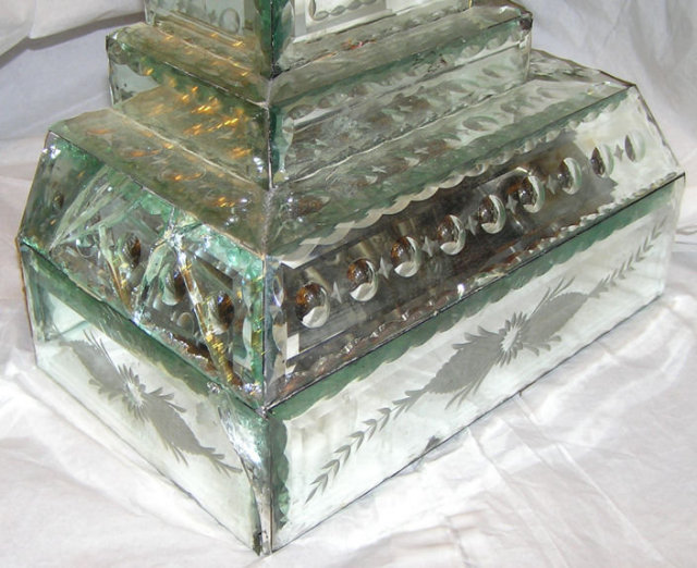Pair Neoclassical Mirrored Glass Pedestals