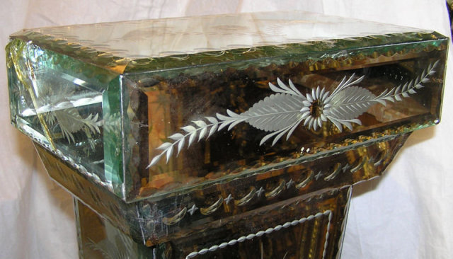 Pair Neoclassical Mirrored Glass Pedestals