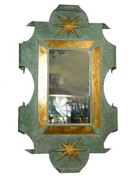 Patinated Metal Mirror After Arbus & Poillerat
