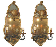 Pair of Tall French Mirrored Sconces by Maison Jansen