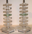 Pair Mid-Century Rock Crystal Table Lamps