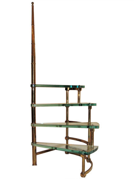 Mid-Century Fontana Arte Italian Brass & Glass Etagere Side Table