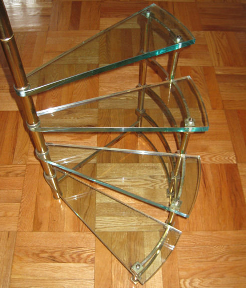 Mid-Century Fontana Arte Italian Brass & Glass Etagere Side Table