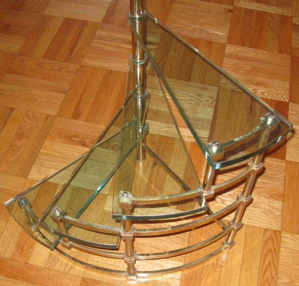 Mid-Century Fontana Arte Italian Brass & Glass Etagere Side Table