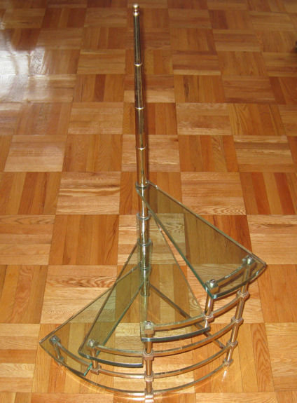 Mid-Century Fontana Arte Italian Brass & Glass Etagere Side Table