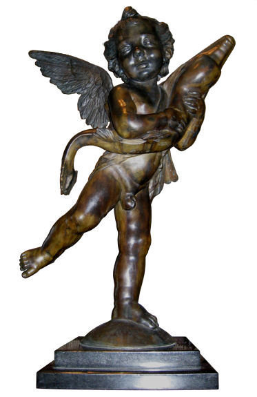 Putto with Dolphin Bronze After Verrocchio