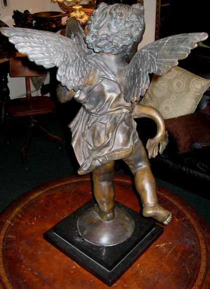 Putto with Dolphin Bronze After Verrocchio
