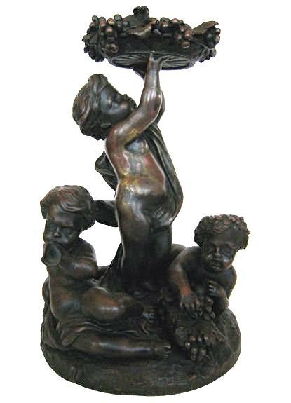 Antique Bacchanalian Figurative Putti Bronze Sculpture