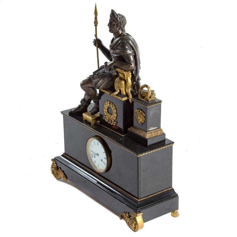 Antique Roman Neoclassical Figural Mantel Clock