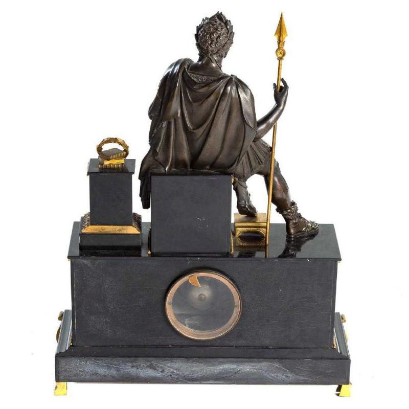 Antique Roman Neoclassical Figural Mantel Clock