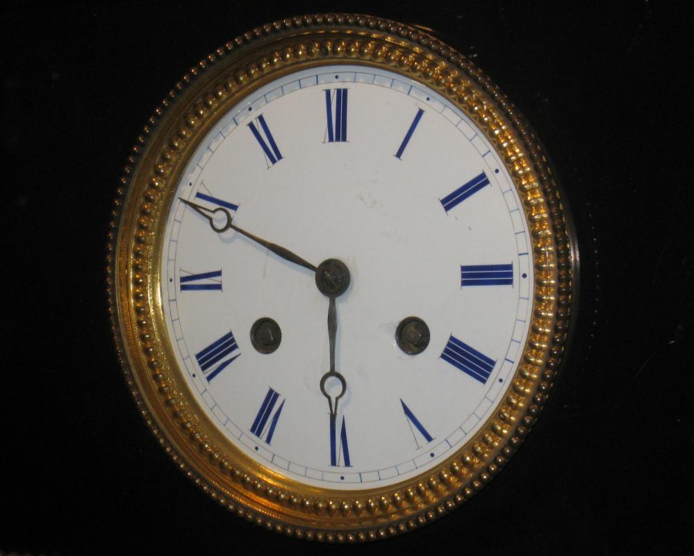 Antique Roman Neoclassical Figural Mantel Clock