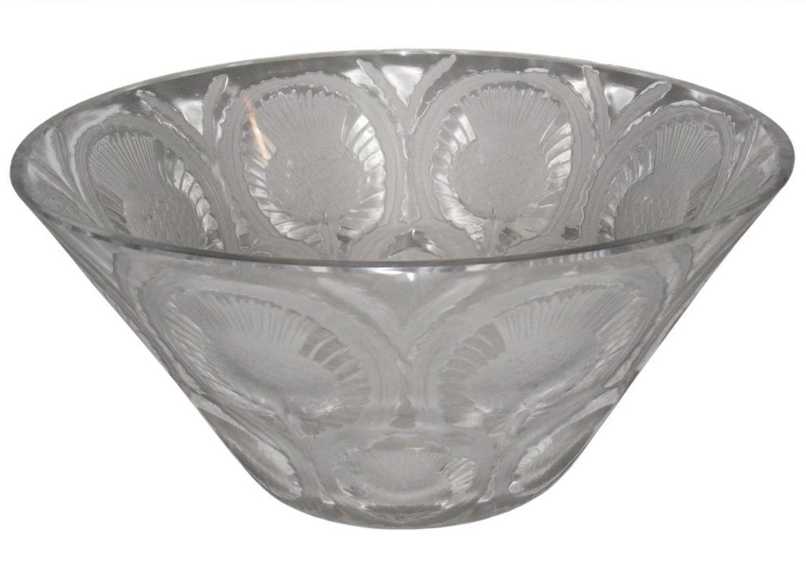 Lalique Mid-Century Chardons Thistle Glass Bowl