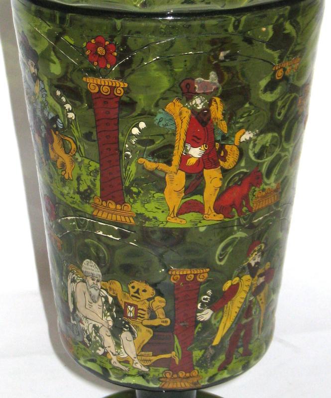 Antique German Masonic Glass Pokal Goblet