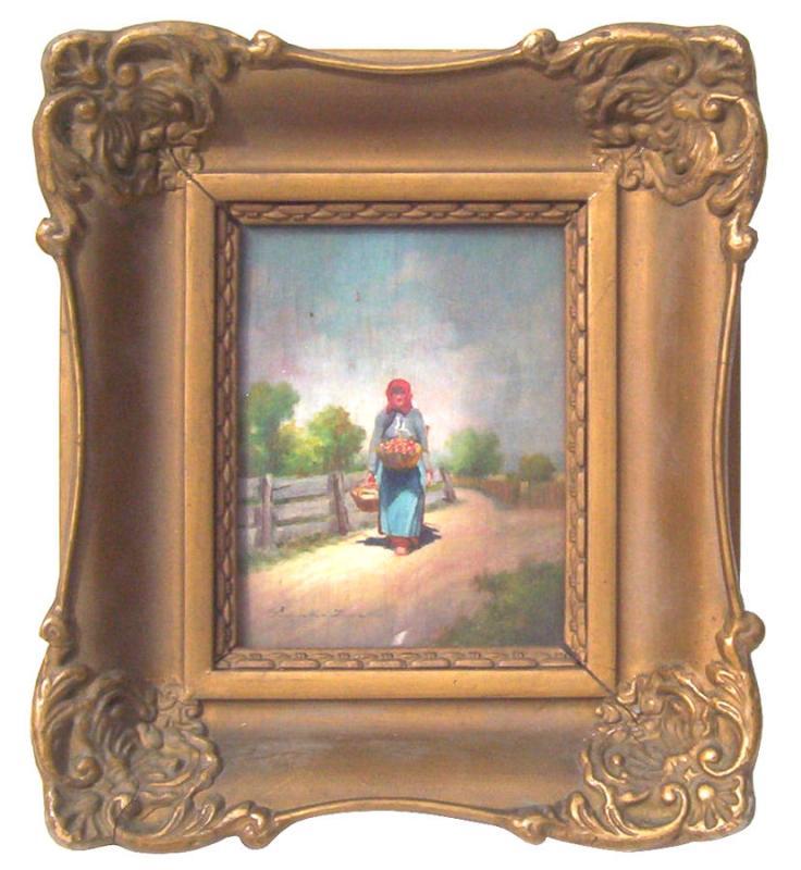 Hungarian Peasant Oil Painting by Imre Perlmutter (1892-1935)
