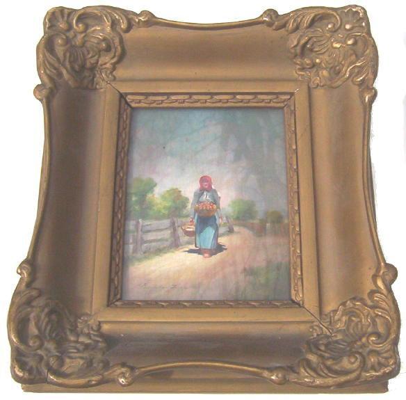 Hungarian Peasant Oil Painting by Imre Perlmutter (1892-1935)