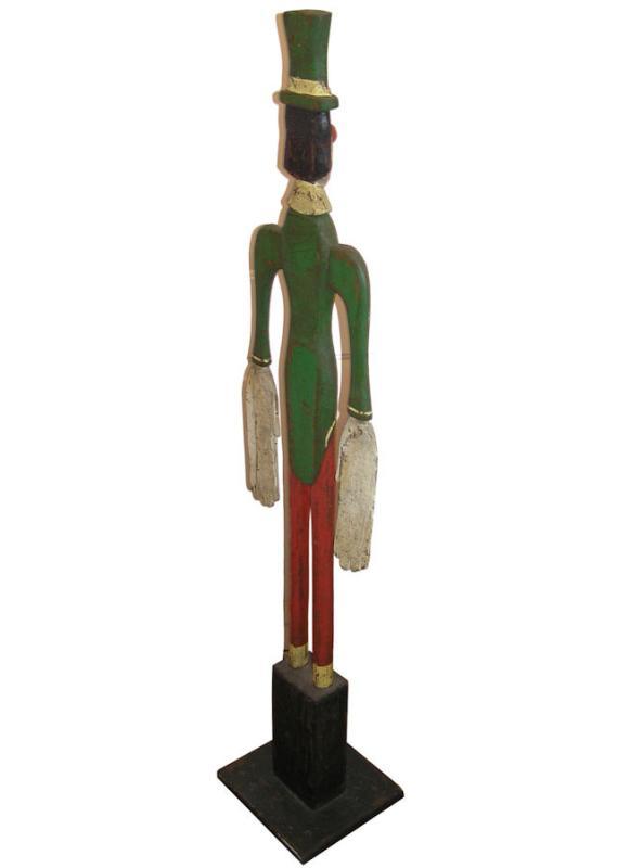 Antique Wooden Carved and Painted Clown Whirligig