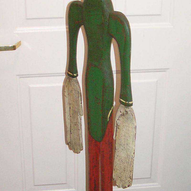 Antique Wooden Carved and Painted Clown Whirligig