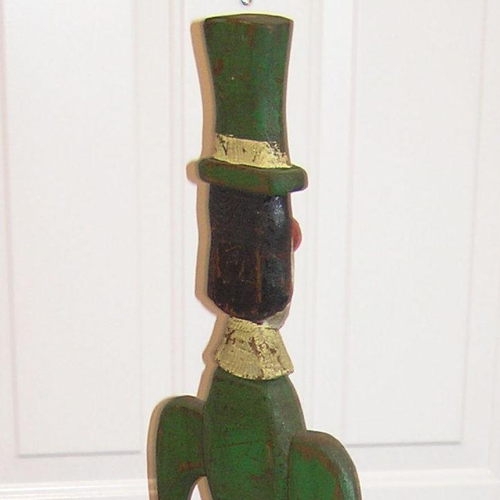 Antique Wooden Carved and Painted Clown Whirligig