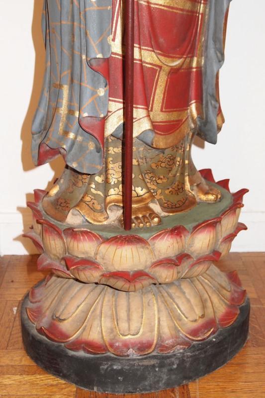 Carved Wooden Figure of Bodhisattva Jizo (Ksitigarbha)