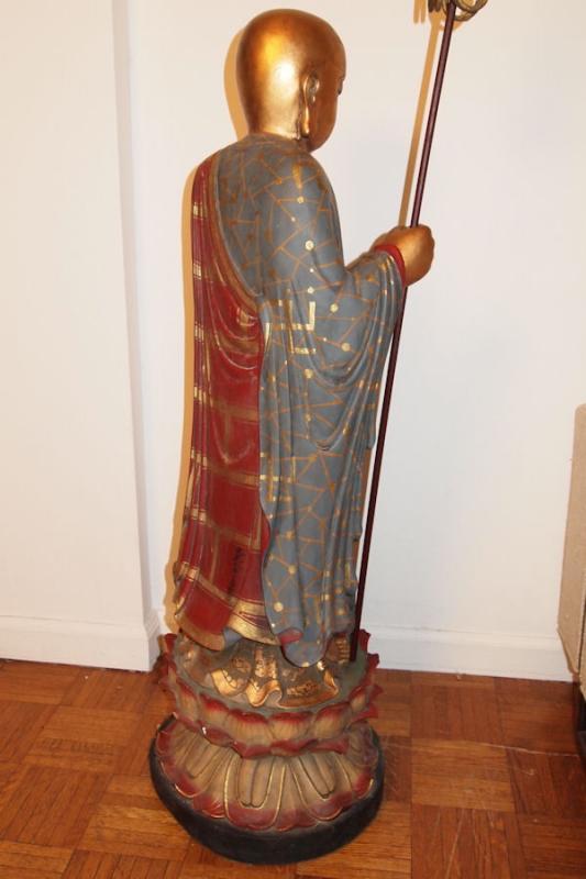 Carved Wooden Figure of Bodhisattva Jizo (Ksitigarbha)