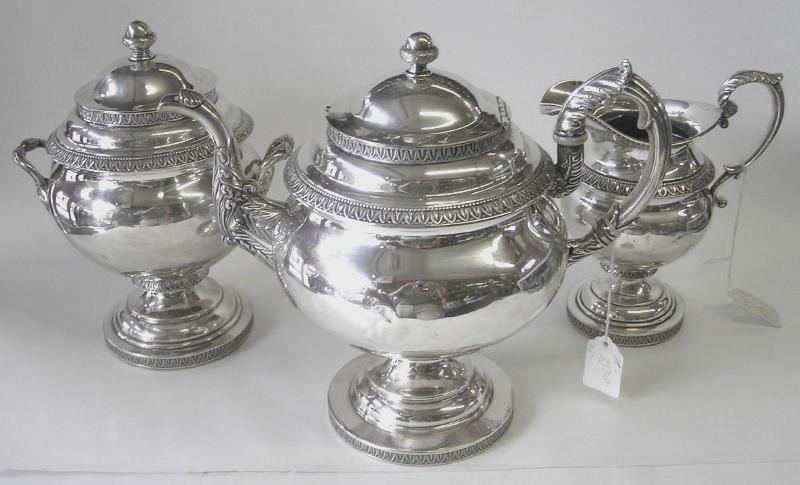 Antique Bailey & Kitchen Silver Tea Set Circa 1840