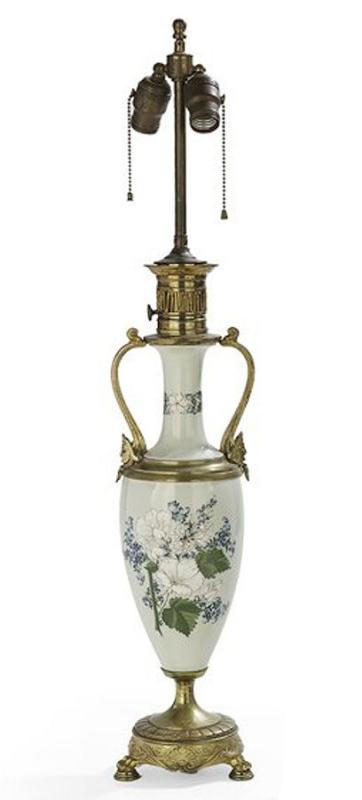 Antique Aesthetic Style Pate-Sur-Pate Porcelain Table Lamp