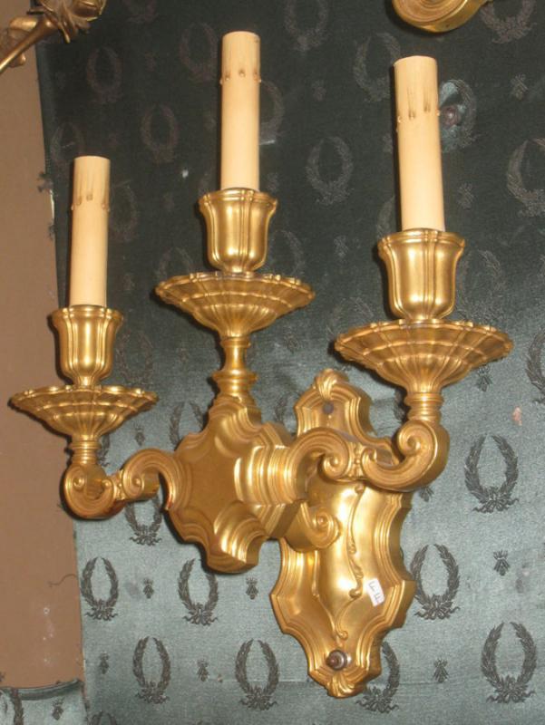 Pair Antique E.F. Caldwell Neoclassical Gilt Bronze Sconces