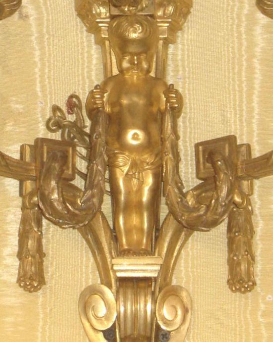 Pair Louis XVI Style Gilt Bronze Sconces