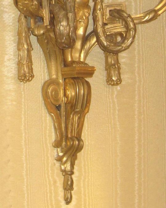 Pair Louis XVI Style Gilt Bronze Sconces