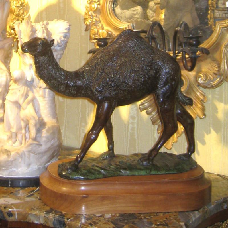 Arabian Camel Bronze Sculpture on Stand