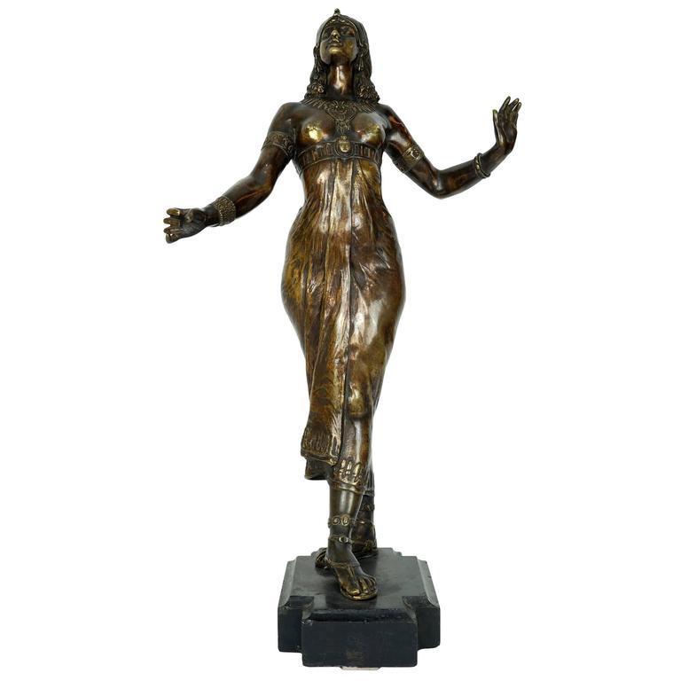 Antique Egyptian Dancer Bronze Sculpture