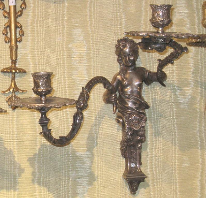 Pair Antique French Regence Style Sconces in Manner of Andre Charles Boulle