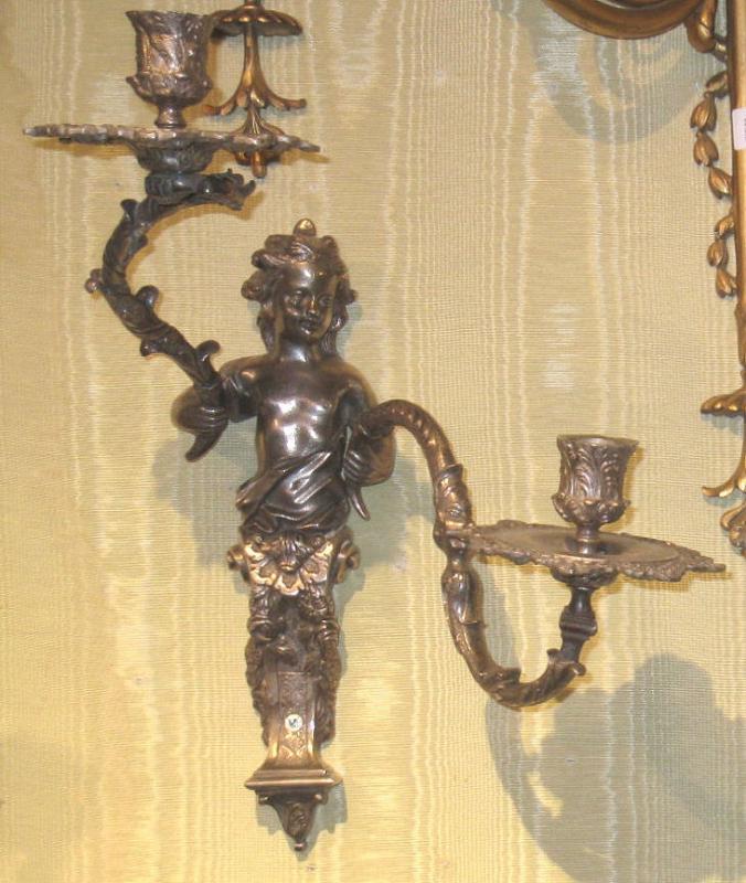 Pair Antique French Regence Style Sconces in Manner of Andre Charles Boulle