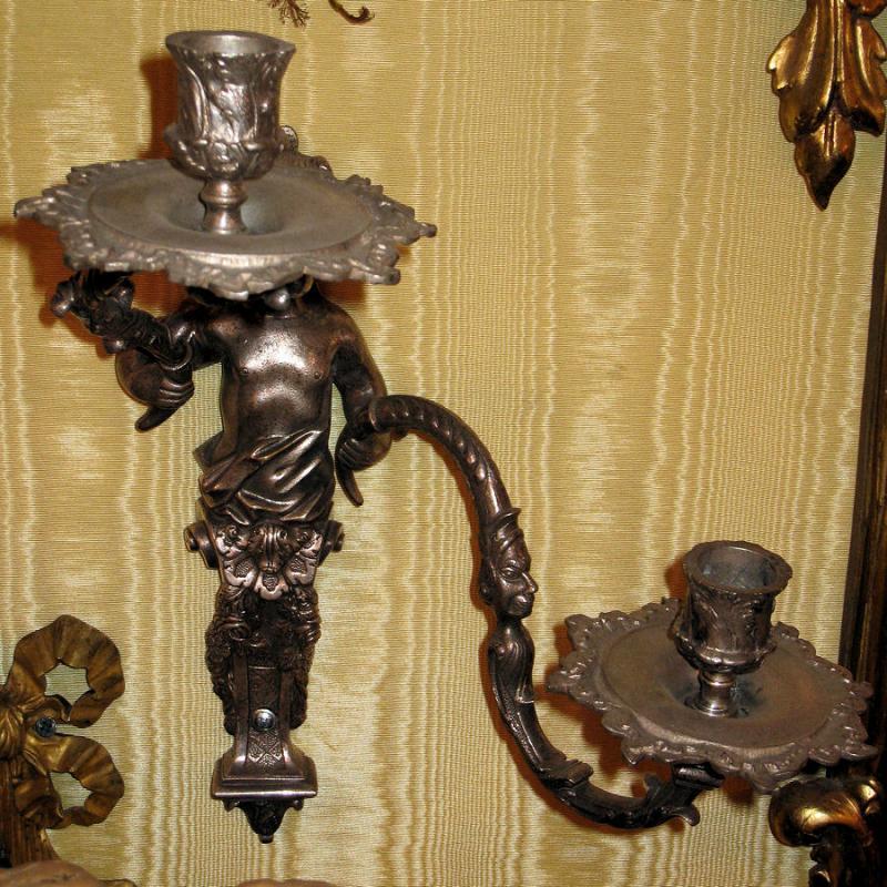 Pair Antique French Regence Style Sconces in Manner of Andre Charles Boulle