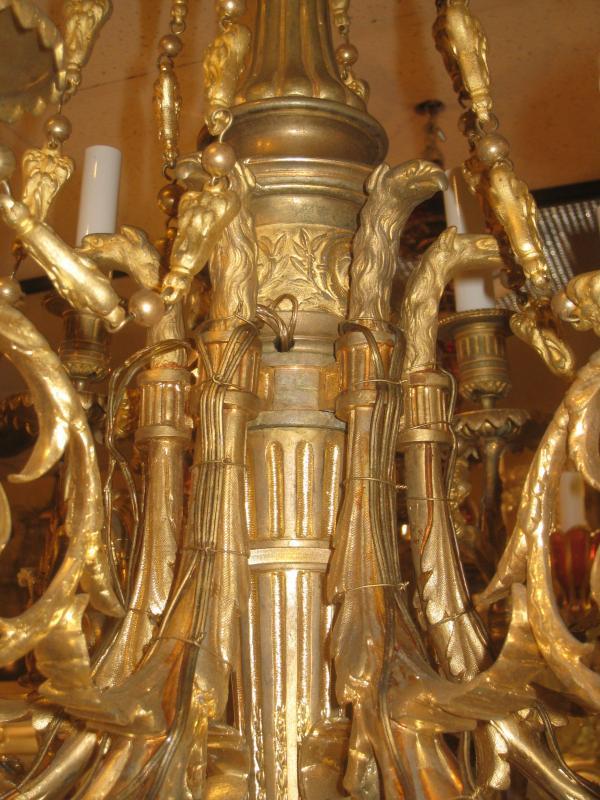 Louis XVI Style 18-Light Gilt Bronze Chandelier