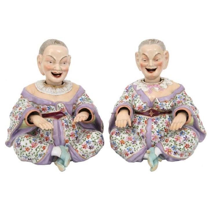 Pair Chinese Pagoda Porcelain Nodders from Ernst Bohne Sohne