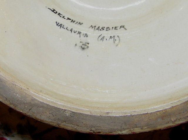 Delphin Massier Majolica Jardiniere & Pedestal