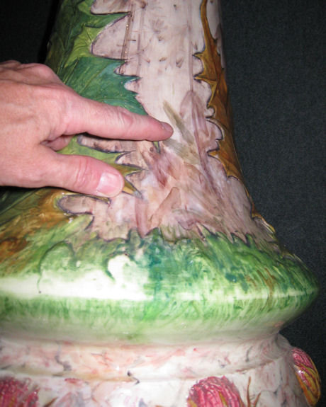 Delphin Massier Majolica Jardiniere & Pedestal
