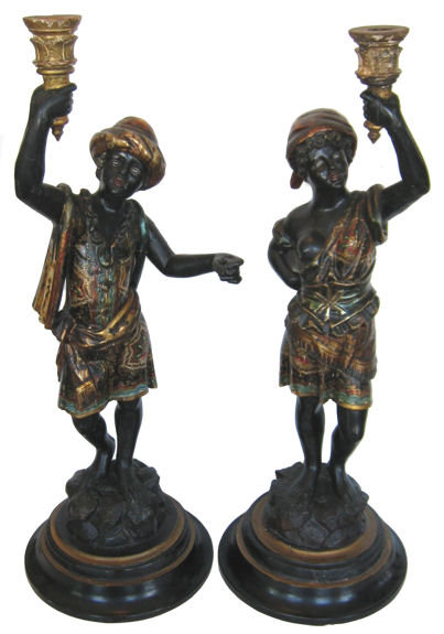 Pair Tall Venetian Blackamoor Table Lamps