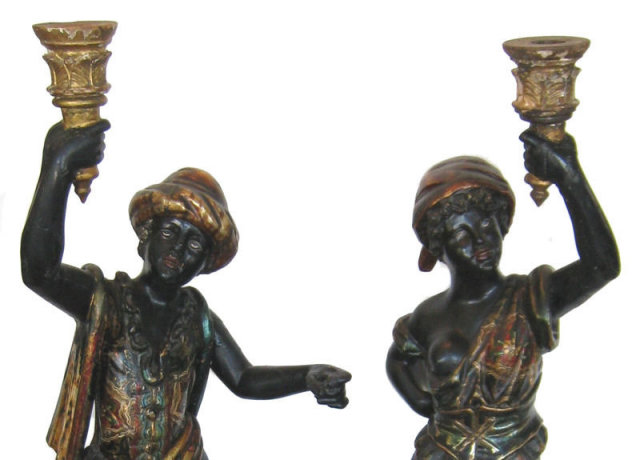 Pair Tall Venetian Blackamoor Table Lamps