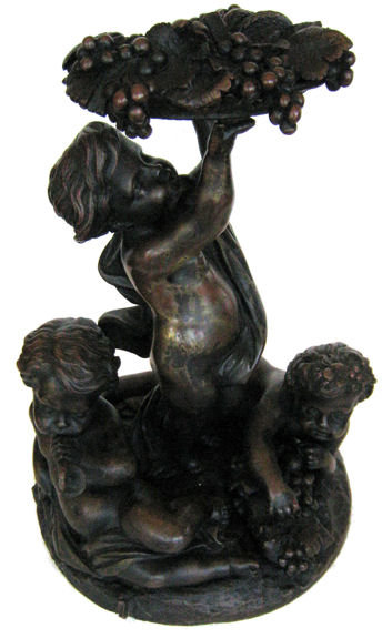 Antique Putti Grape Harvest Bronze Sculpture