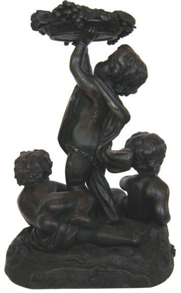 Antique Putti Grape Harvest Bronze Sculpture