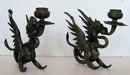 Pair Tiffany & Co Bronze Griffin Candlesticks