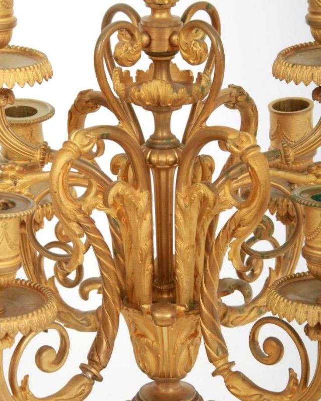 Louis XVI Style Gilt Bronze and Marble Candelabra