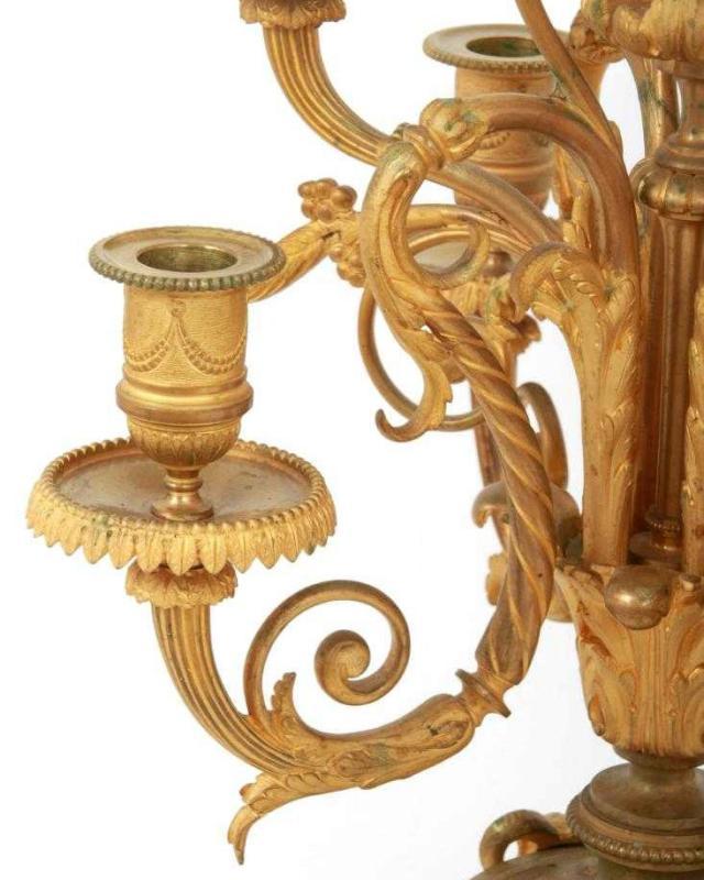 Louis XVI Style Gilt Bronze and Marble Candelabra