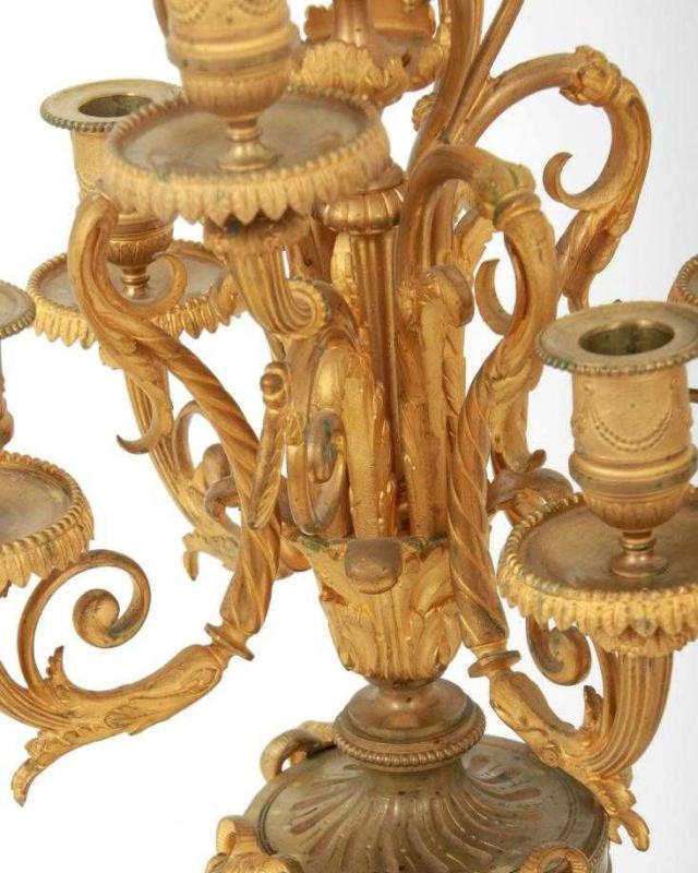 Louis XVI Style Gilt Bronze and Marble Candelabra