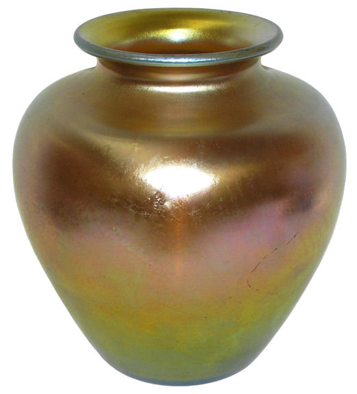 Steuben Iridescent Gold Aurene Glass Vase
