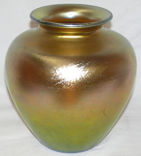 Steuben Iridescent Gold Aurene Glass Vase