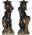 Pair of Old Blackamoor Cherub Table Lamps